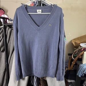 Lacoste Slate Blue V-Neck Pullover